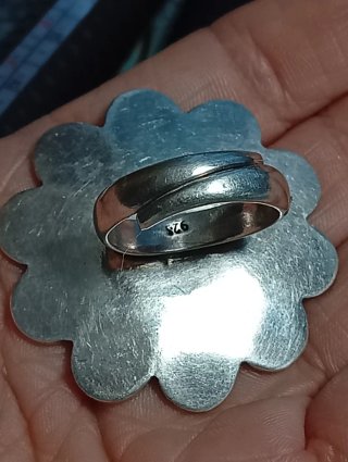 Anillo Plata Ley Turquesa Diseño Étnico