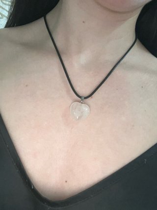 Collar corazón cuarzo rosa clarito
