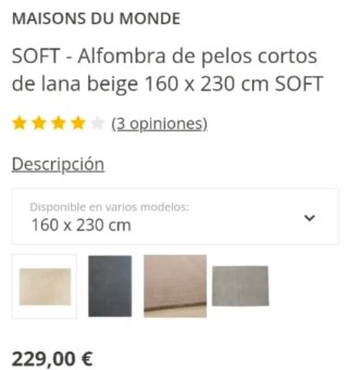 Alfombra de lana beige pelo corto