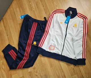 Tuta Adidas AS Roma bianca rossa terrace icons.