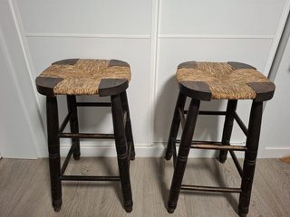 Taburetes de madera y yute (2 unidades)