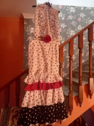 Falda y chaleco rociero lunares