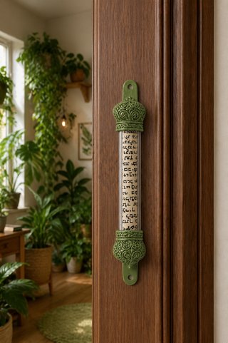Mezuzá decorativa verde