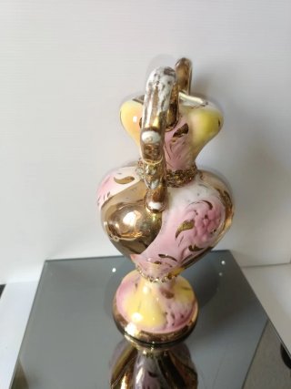Vaso ceramica vintage manici dorati