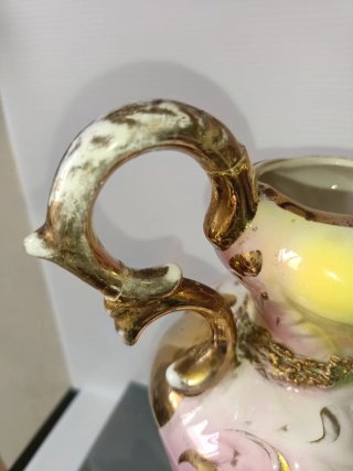Vaso ceramica vintage manici dorati