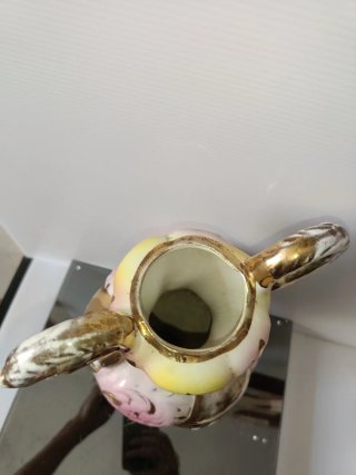 Vaso ceramica vintage manici dorati