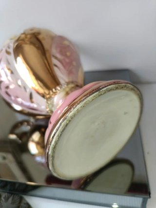 Vaso ceramica vintage manici dorati