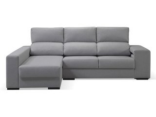 Sofá chaise longue extensible + 2 pufs