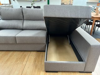 Sofá chaise longue extensible + 2 pufs