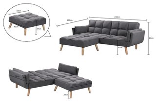 Sofá Cama Gris Click Clack con Puff
