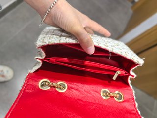 Bolso blanco y dorado tweed