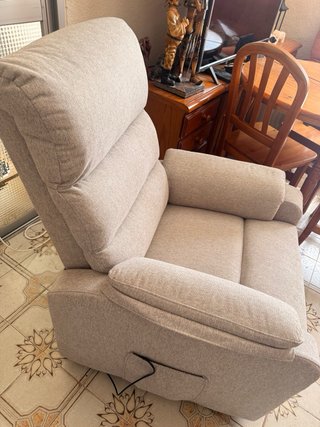 Sillón relax tela beige/gris