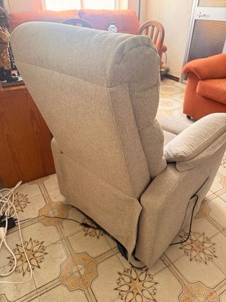 Sillón relax tela beige/gris