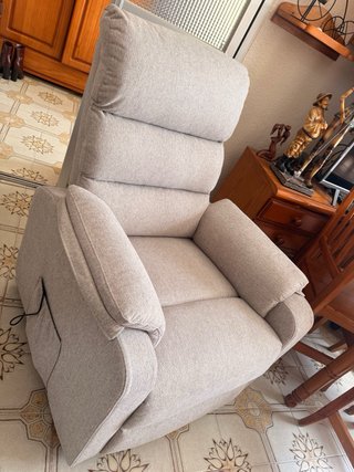 Sillón relax tela beige/gris