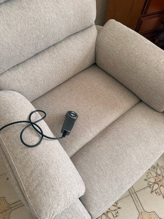 Sillón relax tela beige/gris