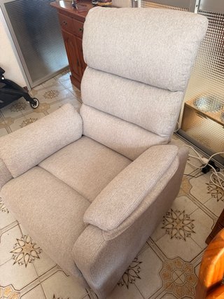 Sillón relax tela beige/gris