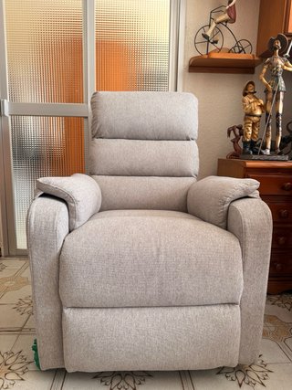 Sillón relax tela beige/gris