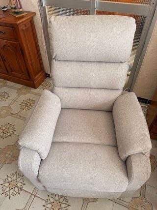Sillón relax tela beige/gris