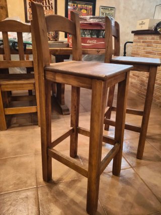 2 Sillas Altas Madera para Bar