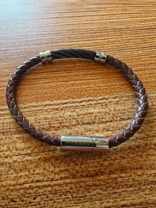 Pulsera Viceroy cuero trenzado y acero para hombre