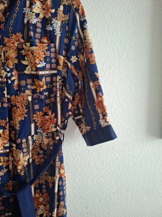 Vestido Vila floral azul y naranja Talla M