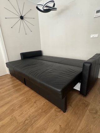 Sofá Cama 3 plazas tapizado negro+  Almacenamiento