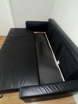 Sofá Cama 3 plazas tapizado negro+  Almacenamiento
