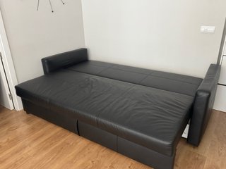 Sofá Cama 3 plazas tapizado negro+  Almacenamiento