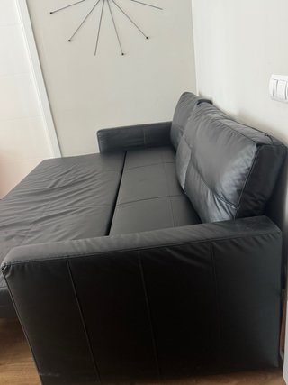 Sofá Cama 3 plazas tapizado negro+  Almacenamiento