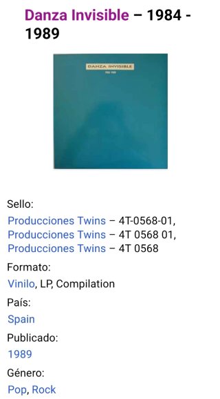 Vinilo Danza Invisible 1984-1989