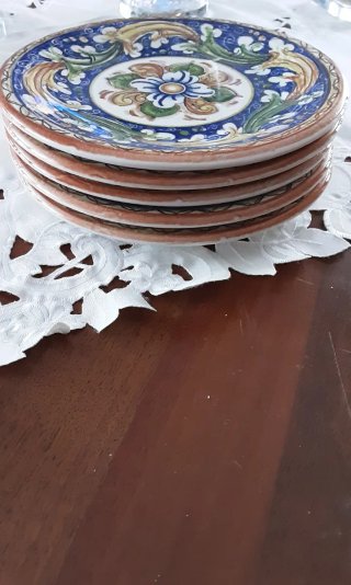 Set 5 piatti ceramica decorati
