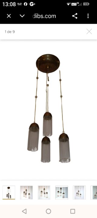 Lámpara colgante cristal y cobre