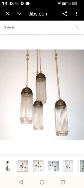 Lámpara colgante cristal y cobre