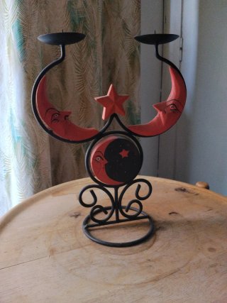 Candelabro metal sol luna estrella