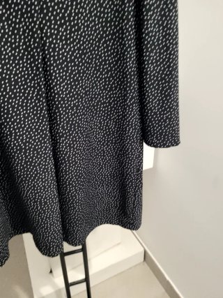 Vestido Mango Negro Lunares Talla L