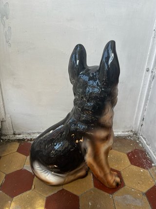 Figura Perro Pastor Alemán Grande Cerámica