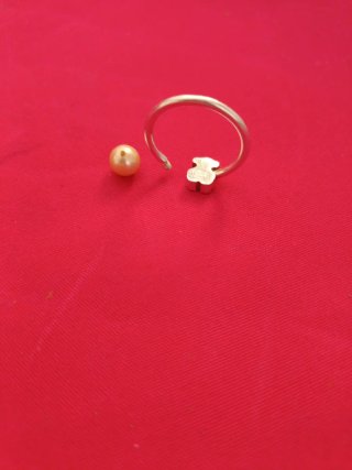 Anillo Tous Oso y Perla Ajustable. Talla 19