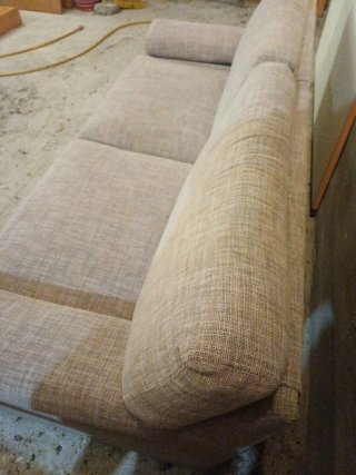 Sofá de 2 plazas en tela beige y gris