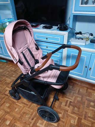 Carrito bebé 3 piezas: cuna rosa,hamaca, sofá bebe