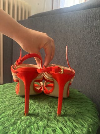 Sandalias tacón tiras multicolor