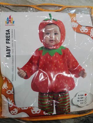 Disfraz Fresa Bebé Talla 6-12 Meses