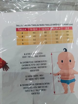 Disfraz Fresa Bebé Talla 6-12 Meses