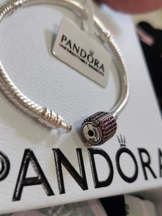 Pulsera Pandora cierre brillantes rosa plata