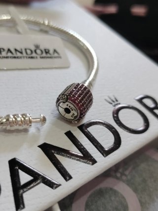 Pulsera Pandora cierre brillantes rosa plata
