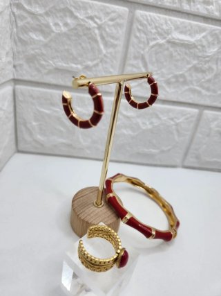 Conjunto Acero Quirúrgico Chapado Oro Rojo