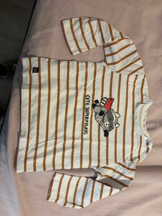 Camiseta Mayoral Rayas Raccoon Superhéroe
