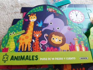 Puzzle Animales 48 piezas y cuento