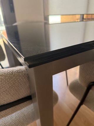 Mesa extensible cristal negra 110/150 cm