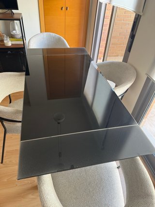 Mesa extensible cristal negra 110/150 cm