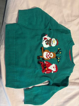 Jersey Navideño Niño Verde Muñeco Nieve
